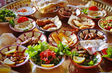 Middle eastern or arabic dishes and assorted meze