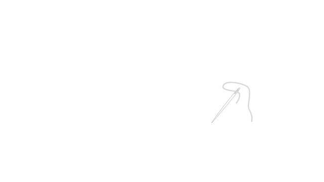 Needle and thread icon animation best outline object on white background
