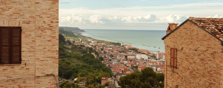 Aerial View of Cupra Marittima and the Adriatic Sea from Cupra Alta