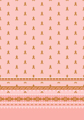 Decorative ethnic cute border print with minimal seamless repeat pattern. Hand drawn vector elements. Bohemian abstract illustration all over print with lines and graphics on the bottom.