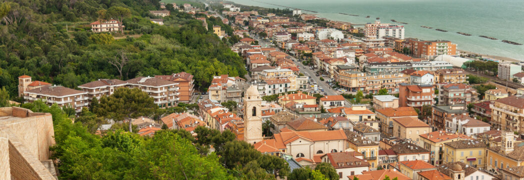 Aerial View of Cupra Marittima and the Adriatic Sea from Cupra Alta