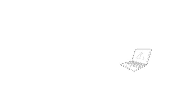 laptop with a warning signal icon animation best outline object on white background