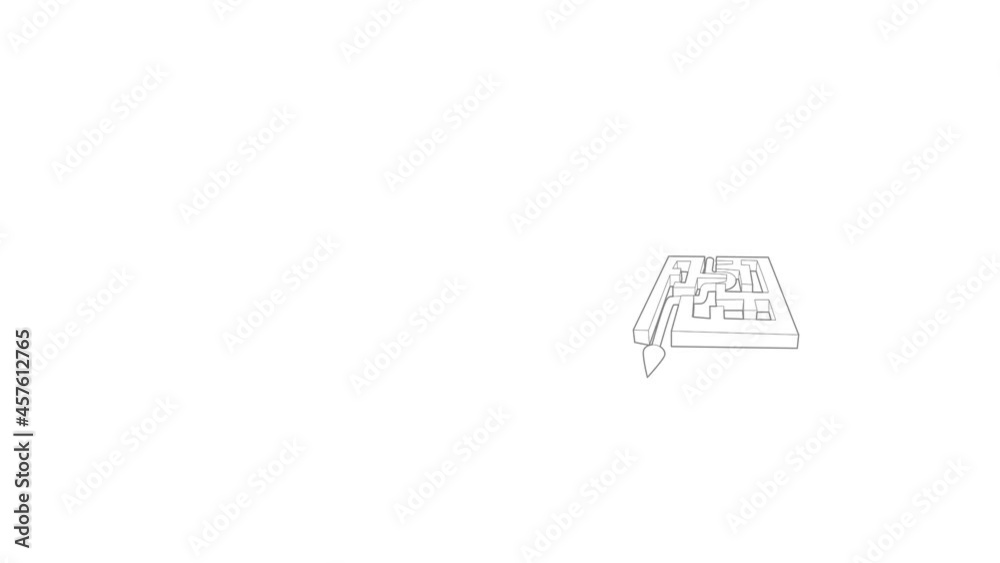 Aufkleber path with arrow across labyrinth icon animation best outline object on white background
