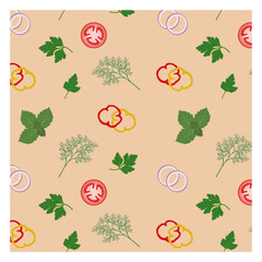 Vector illustration of a pattern of vegetables and greens.
