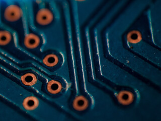 Macro shot of printed circuit board