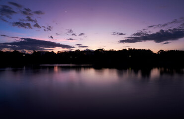 Outdoor rural lake, early morning scenery