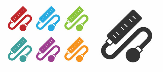 Black Electric extension cord icon isolated on white background. Power plug socket. Set icons colorful. Vector