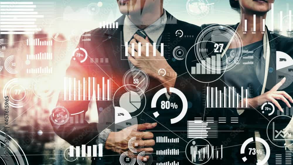 Poster conceptual business dashboard for financial data analysis . 3d render computer graphic .