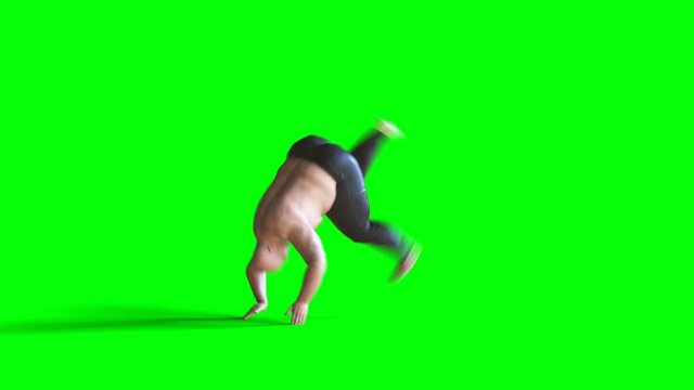 Funny dancing fatman. Realistic green screen anmation.