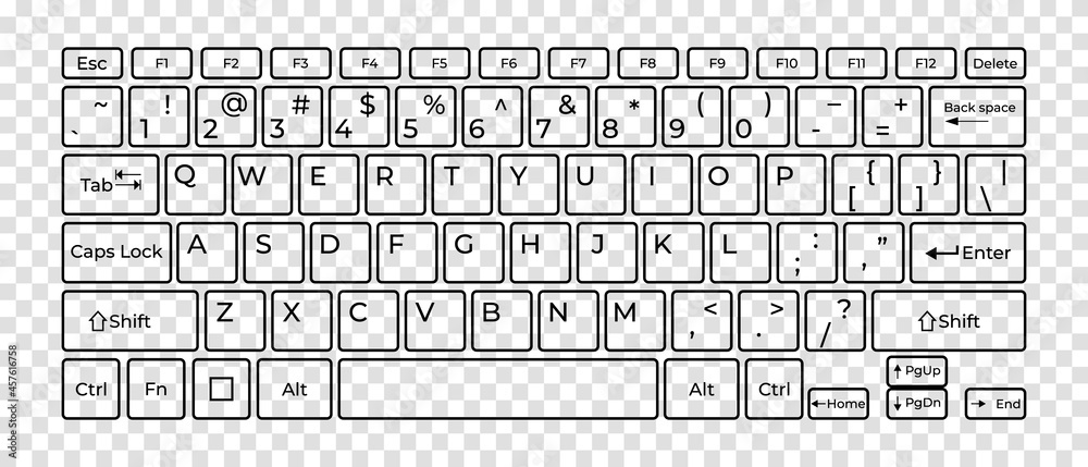 Poster Computer keyboard button layout template with letters for graphic use. Vector illustration
