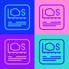 Obraz premium Pop art line Area measurement icon isolated on color background. Vector