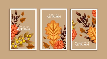 Fototapeta na wymiar watercolor autumn cards collection vector design illustration