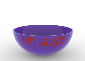 purple plate with the inscription halloween 3d-rendering