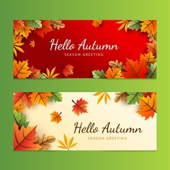 gradient autumn banners set vector design illustration