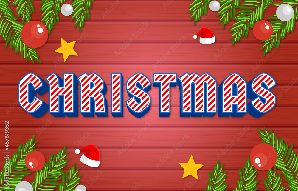Wall mural editable text effect gradient color christmas holiday style font effect template