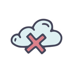 cloud disconnect color vector doodle simple icon