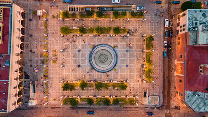 El centro de Santiago de Querétaro desde el cielo.