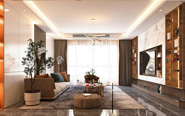 3d render of living room