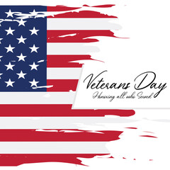 Happy veterans day card Flag of United States