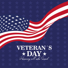 Happy veterans day card Flag of United States