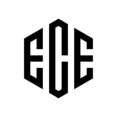 ECE Initial three letter logo hexagon