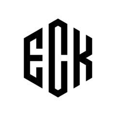 ECK Initial three letter logo hexagon