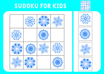 Sudoku Merry christmas, new year. Kids and adult mathematical mosaic. Kids game. Winter theme. Magic square. Logic puzzle game. Digital rebus. Educational game for children. 