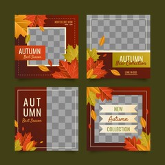 gradient autumn instagram posts with photo vector design illustration