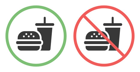 No food no drinks sign. Forbidden vector sign illustration