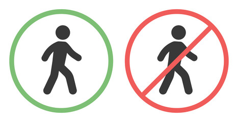 No pedestrian access icon sign illustration. No trespassing vector icon. - obrazy, fototapety, plakaty