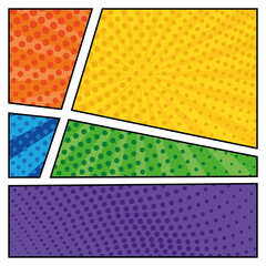 Colored comic page background with halftone effects
