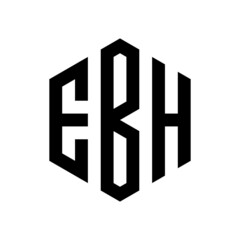 EBH Initial three letter logo hexagon