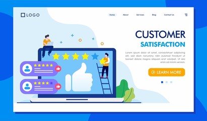 Obraz na płótnie Canvas customer feedback illustration, rating and review, growth, application, business rating, flat illustration vector banner