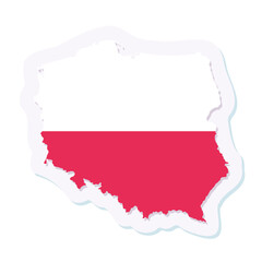 Fototapeta premium Isolated colored map of Poland with its flag