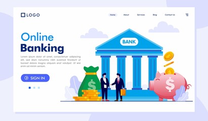 Online banking illustration, payment cashless concept, transaction, flat illustration vector banner - obrazy, fototapety, plakaty