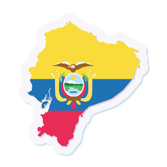 Isolated map of Ecuador with its flag