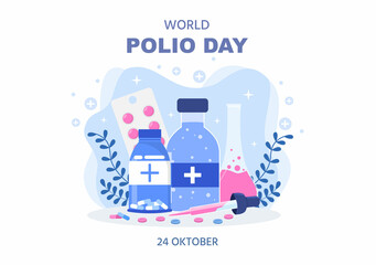 World Polio Day Background Which is Celebrated on October 24 Medicine to Life-Threatening Disease Caused by the Poliovirus. Vector Illustration