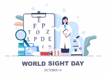 World Sight Day Background Vector Illustration Which is Commemorated Every Year for Where to Check Vision, Blindness, and Visual Impairment on the Eyes Concept