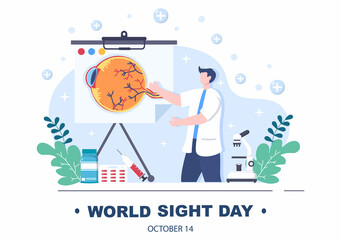 World Sight Day Background Vector Illustration Which is Commemorated Every Year for Where to Check Vision, Blindness, and Visual Impairment on the Eyes Concept
