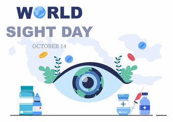 World Sight Day Background Vector Illustration Which is Commemorated Every Year for Where to Check Vision, Blindness, and Visual Impairment on the Eyes Concept