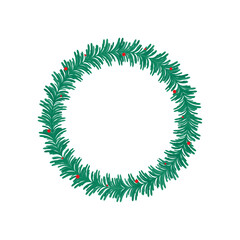 Christmas Wreath Vector Winter garland for decorating Christmas cards.