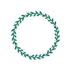 Christmas Wreath Vector Winter garland for decorating Christmas cards.