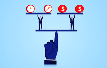 Keep balance, time and money keep balance, concept illustration of business finance