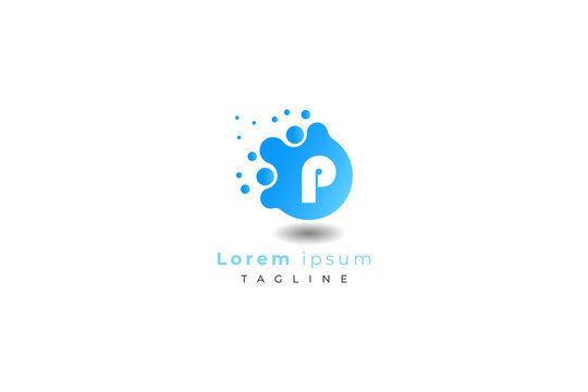 Letter p blue colour creative and simple bubble modern business logo