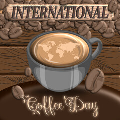 Vector Graphic Illustration of International Coffee Day on First October