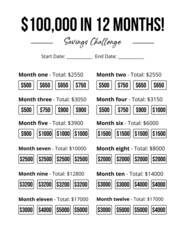 100,000 12 months Savings Challenge