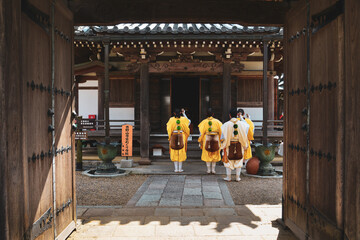 Buddhist monks in Nara, Japan