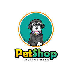 Creative one dog pet shop logo template.