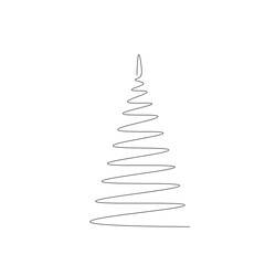 Christmas tree line drawing vector illustration