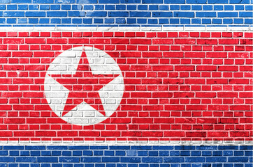 North Korea flag painted on a brick wall